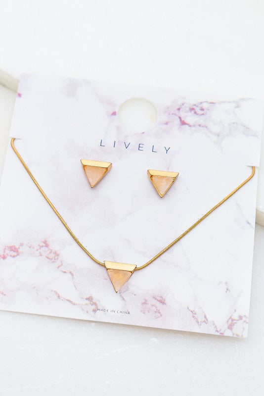 Triangle Pendant Necklace & Earring Set