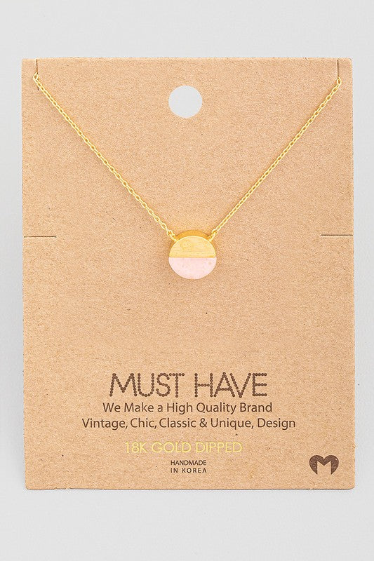 Small Circle Stone Necklace