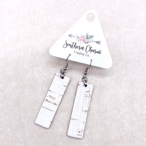 Rustic White Bar Earrings