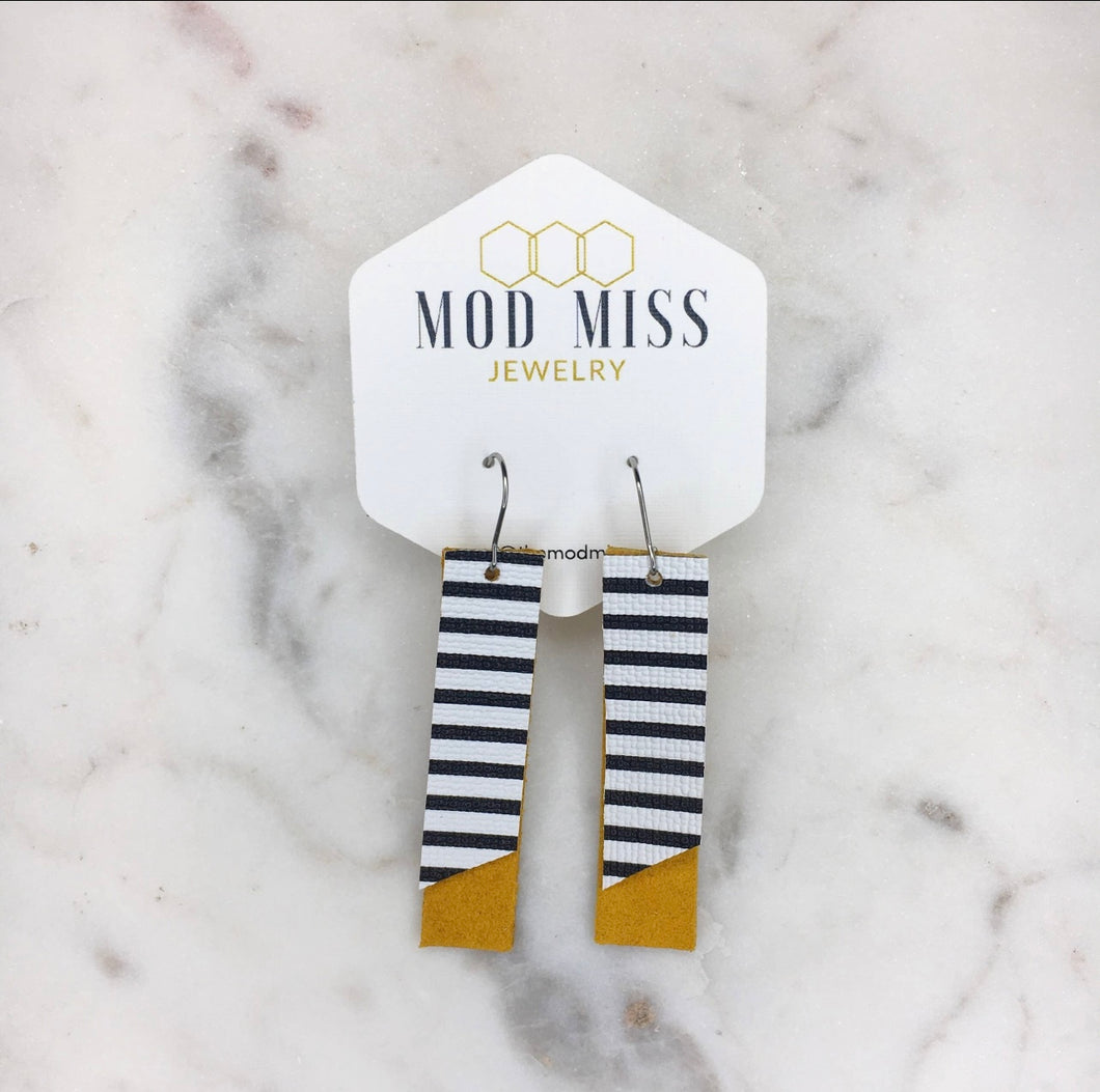 Mustard & Stripe Bar Earrings